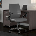 Mid Back Bonded Leather Office Chair, Adjustable Height & Armrests, 275 lbs, Chrome Base