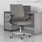 Mid Back Bonded Leather Office Chair, Adjustable Height & Armrests, 275 lbs, Chrome Base