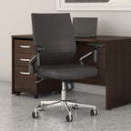 Mid Back Bonded Leather Office Chair, Adjustable Height & Armrests, 275 lbs, Chrome Base