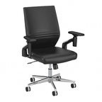 Mid Back Bonded Leather Office Chair, Adjustable Height & Armrests, 275 lbs, Chrome Base
