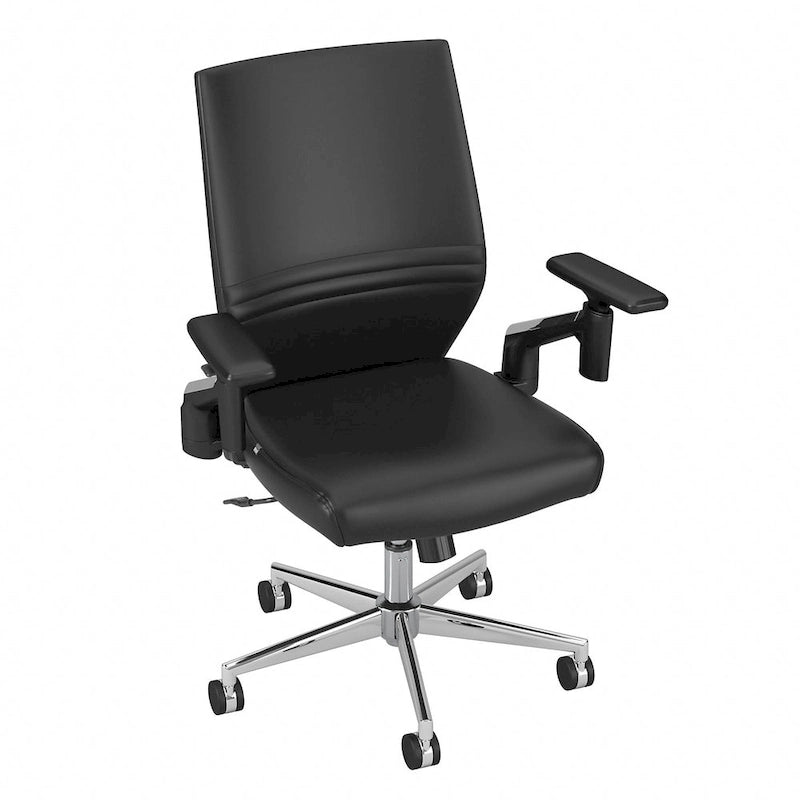 Mid Back Bonded Leather Office Chair, Adjustable Height & Armrests, 275 lbs, Chrome Base