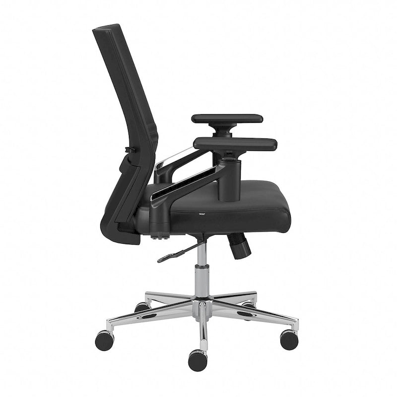Mid Back Bonded Leather Office Chair, Adjustable Height & Armrests, 275 lbs, Chrome Base