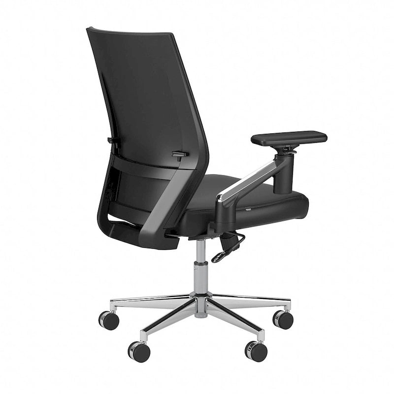 Mid Back Bonded Leather Office Chair, Adjustable Height & Armrests, 275 lbs, Chrome Base