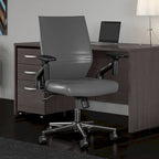 Mid Back Bonded Leather Office Chair, Adjustable Height & Armrests, 275 lbs, Chrome Base