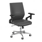 Mid Back Bonded Leather Office Chair, Adjustable Height & Armrests, 275 lbs, Chrome Base