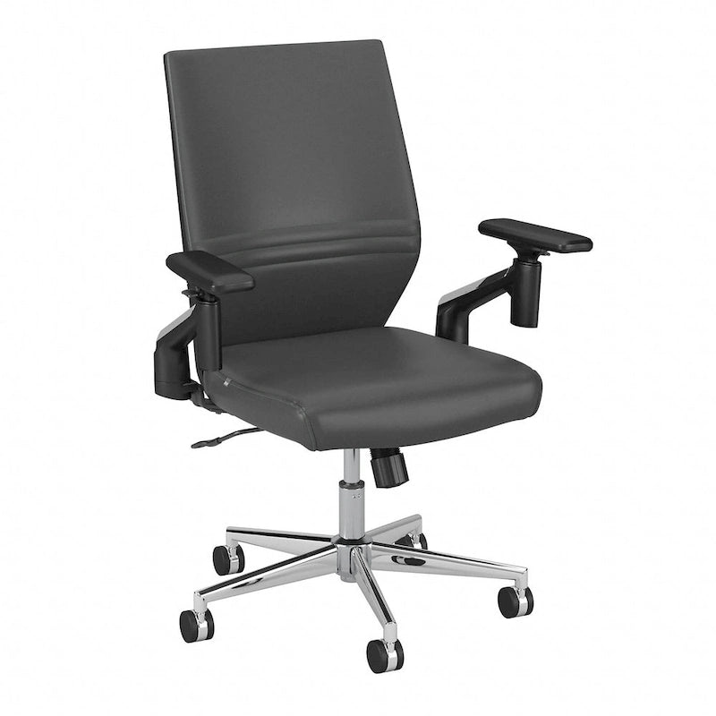 Mid Back Bonded Leather Office Chair, Adjustable Height & Armrests, 275 lbs, Chrome Base