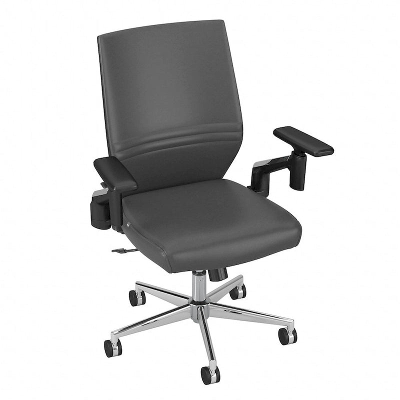 Mid Back Bonded Leather Office Chair, Adjustable Height & Armrests, 275 lbs, Chrome Base