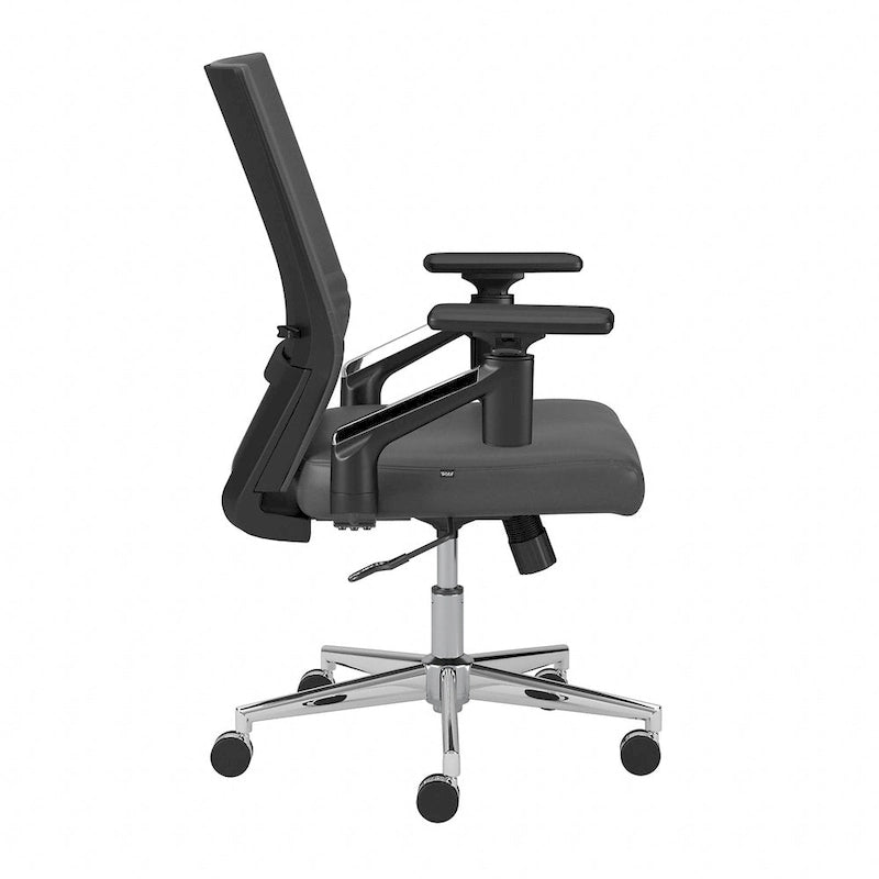 Mid Back Bonded Leather Office Chair, Adjustable Height & Armrests, 275 lbs, Chrome Base