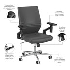 Mid Back Bonded Leather Office Chair, Adjustable Height & Armrests, 275 lbs, Chrome Base