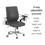 Mid Back Bonded Leather Office Chair, Adjustable Height & Armrests, 275 lbs, Chrome Base