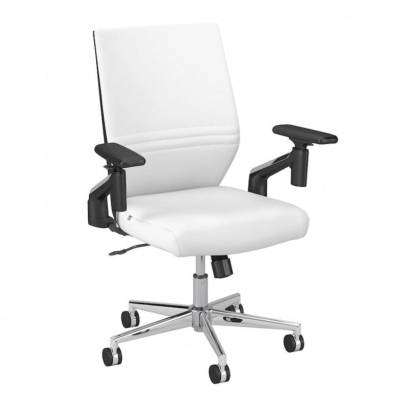 Mid Back Bonded Leather Office Chair, Adjustable Height & Armrests, 275 lbs, Chrome Base