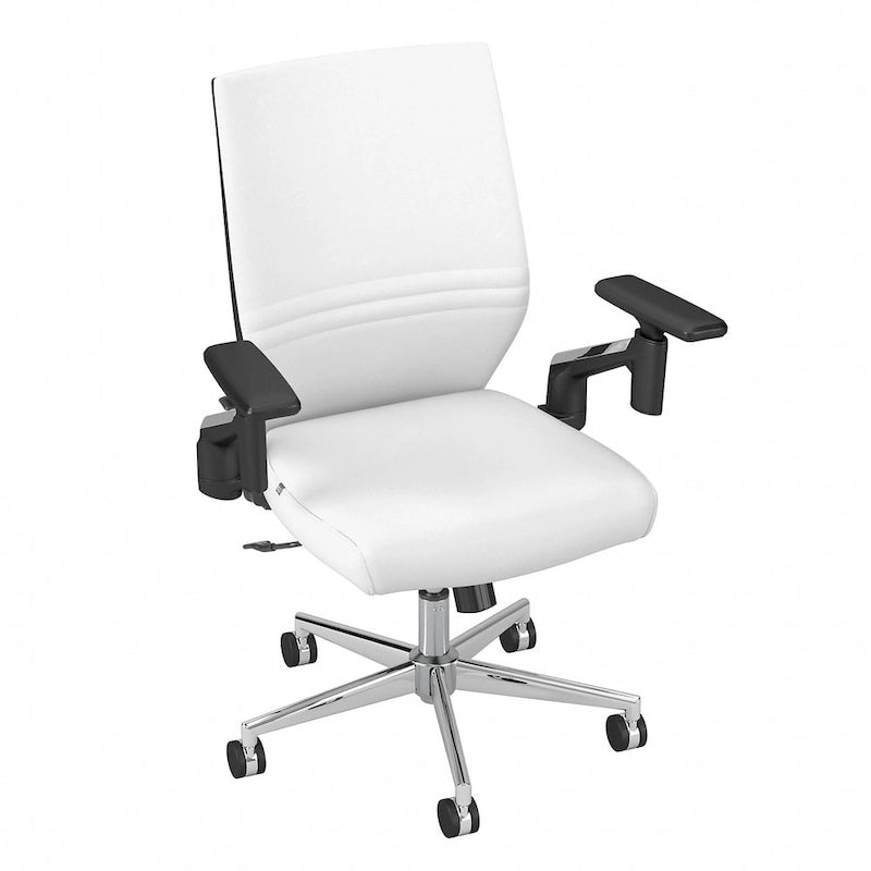 Mid Back Bonded Leather Office Chair, Adjustable Height & Armrests, 275 lbs, Chrome Base