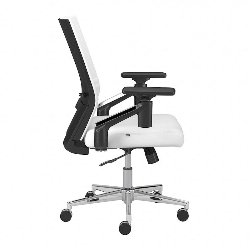 Mid Back Bonded Leather Office Chair, Adjustable Height & Armrests, 275 lbs, Chrome Base