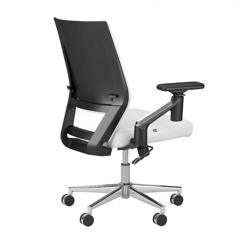 Mid Back Bonded Leather Office Chair, Adjustable Height & Armrests, 275 lbs, Chrome Base