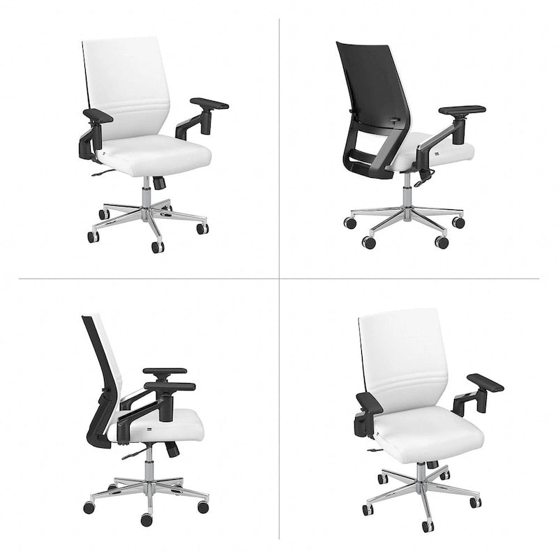 Mid Back Bonded Leather Office Chair, Adjustable Height & Armrests, 275 lbs, Chrome Base