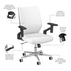 Mid Back Bonded Leather Office Chair, Adjustable Height & Armrests, 275 lbs, Chrome Base