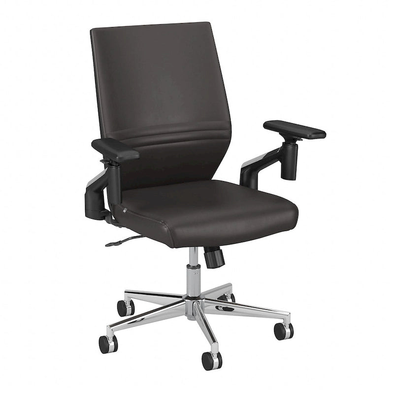 Mid Back Bonded Leather Office Chair, Adjustable Height & Armrests, 275 lbs, Chrome Base
