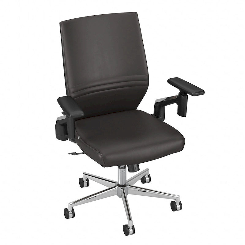 Mid Back Bonded Leather Office Chair, Adjustable Height & Armrests, 275 lbs, Chrome Base
