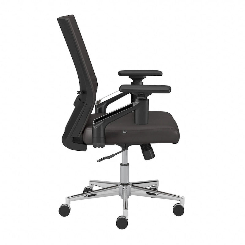 Mid Back Bonded Leather Office Chair, Adjustable Height & Armrests, 275 lbs, Chrome Base