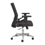 Mid Back Bonded Leather Office Chair, Adjustable Height & Armrests, 275 lbs, Chrome Base