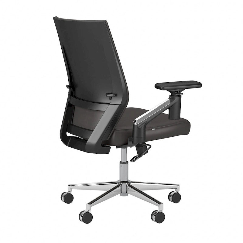 Mid Back Bonded Leather Office Chair, Adjustable Height & Armrests, 275 lbs, Chrome Base